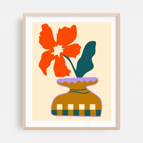Bold Blooms in a Patterned Vase