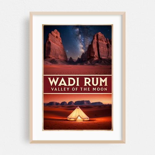 Wadi Rum Vintage Travel Poster – Valley of the Moon
