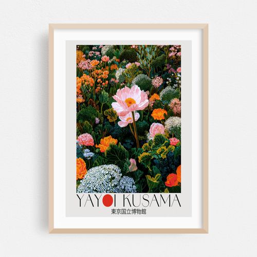 Yayoi Kusama Print maximalist sage green Japanese Wall Art Japandi Polkadot Art  Dopamine Decor Botanical Wall Art Birthflower gift for her