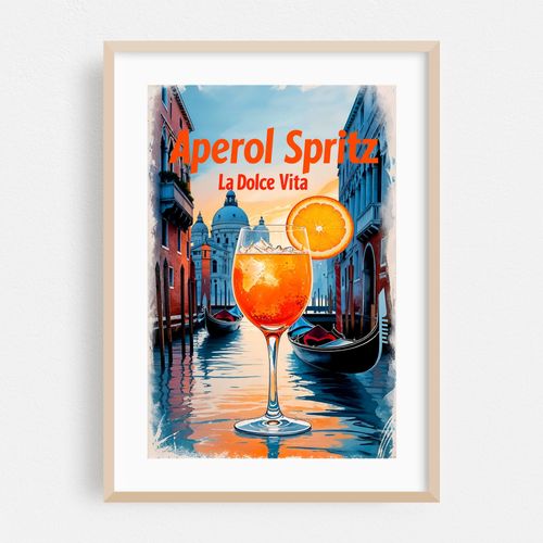 Retro Aperol Spritz Art: Timeless Italian Elegance