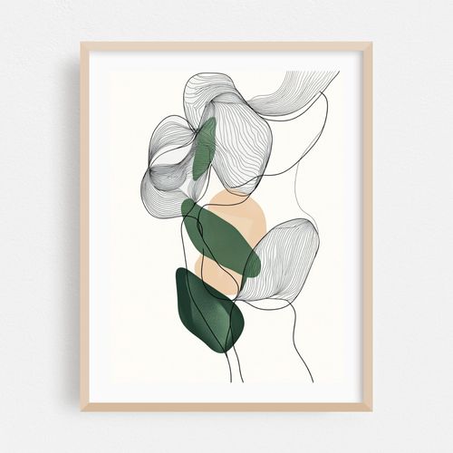 Minimalist Botanical Line Leaves Art