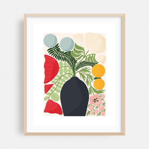 Bright Botanical Illustration – Fresh Plant in Vibrant Pot