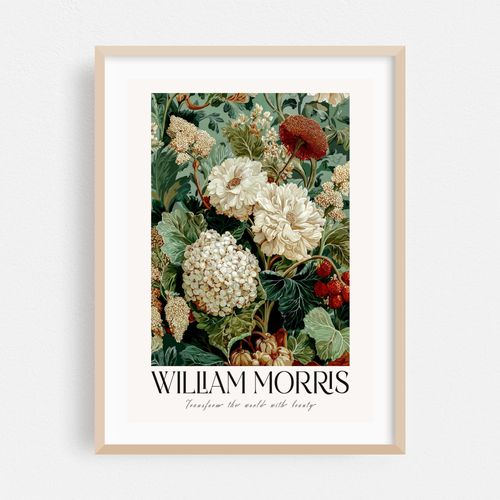 Maximalist Wall Art printable William Morris Hydrangea Print botanical sage green vintage Flower Poster extra large Floral wall art
