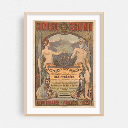 Chemins de fer du Midi – voyages à prix réduits aux Stations Hivernales et Balnéaires des Pyrénées. Méditerranée, Pyrénées Océan (1900)