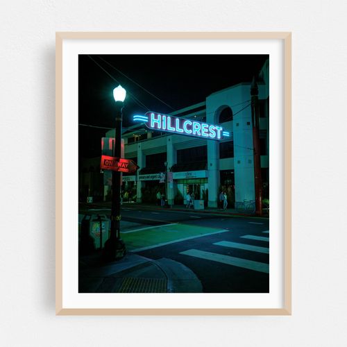 Hillcrest Sign at Night, San Diego