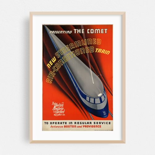 Presenting the comet. New streamlined air-conditioned train