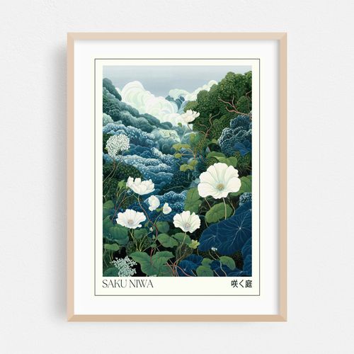 Japanese Wall Art Blue Chinoiserie Print Sage Green Wall Art Floral Painting Wabi Sabi printable Wall Art Japandi Birthflower gift for her