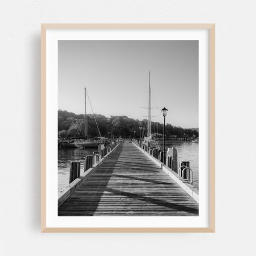 Pier on Northport Harbor B&W