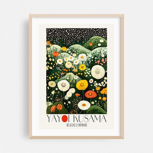 Yayoi Kusama Poster maximalist floral dopamine decor Japanese Wall Art Japandi Flower Print Botanical Wabi Sabi Art Nouveau Painting
