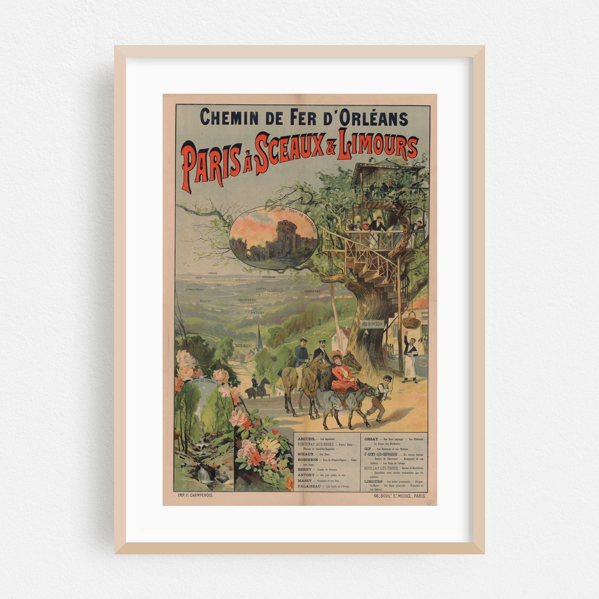 Chemin de Fer d’Orléans. Paris à Sceaux & Limours. Tour de Chevreuse, Robinson, Vaux de Cernay (1892) – image 1 of 4