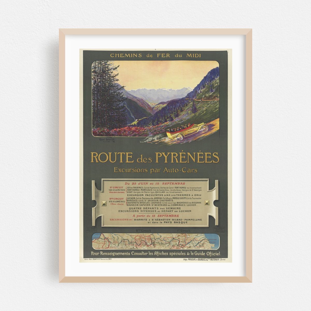 Chemins de fer du Midi. Route des Pyrénées – excursions par Auto-cars (1913) – image 1 of 8