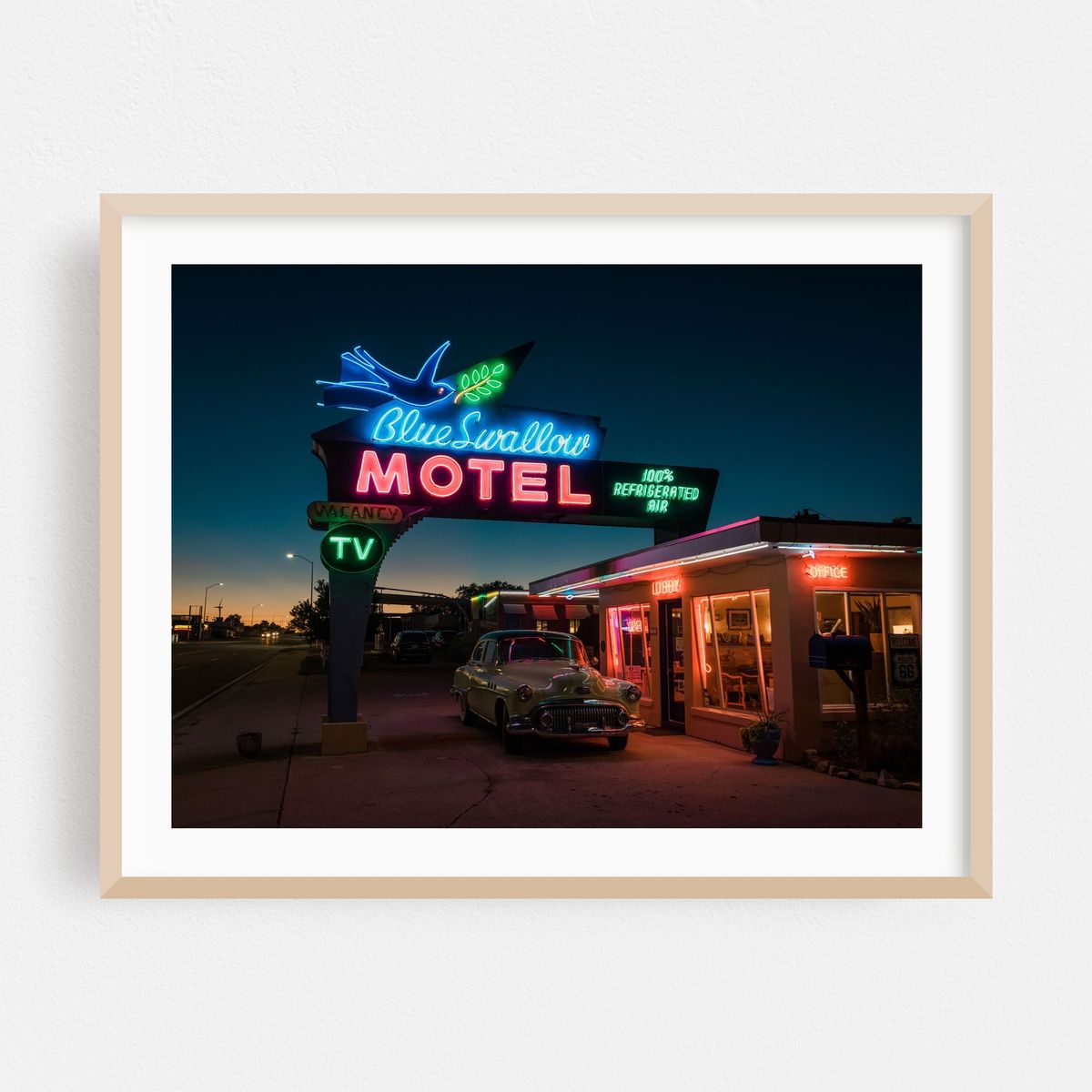 Blue Swallow Motel at Night, Route 66 02 – image 1 of 3