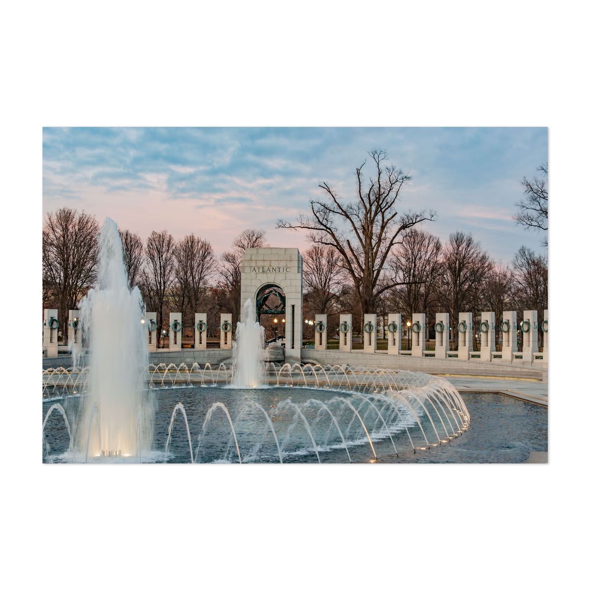Sunset at the World War Two Memorial, Washington DC – image 1 of 2