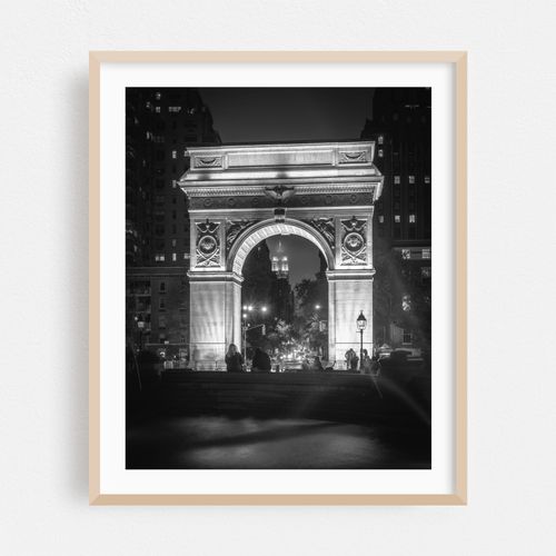 Washington Square Arch at Night B&W