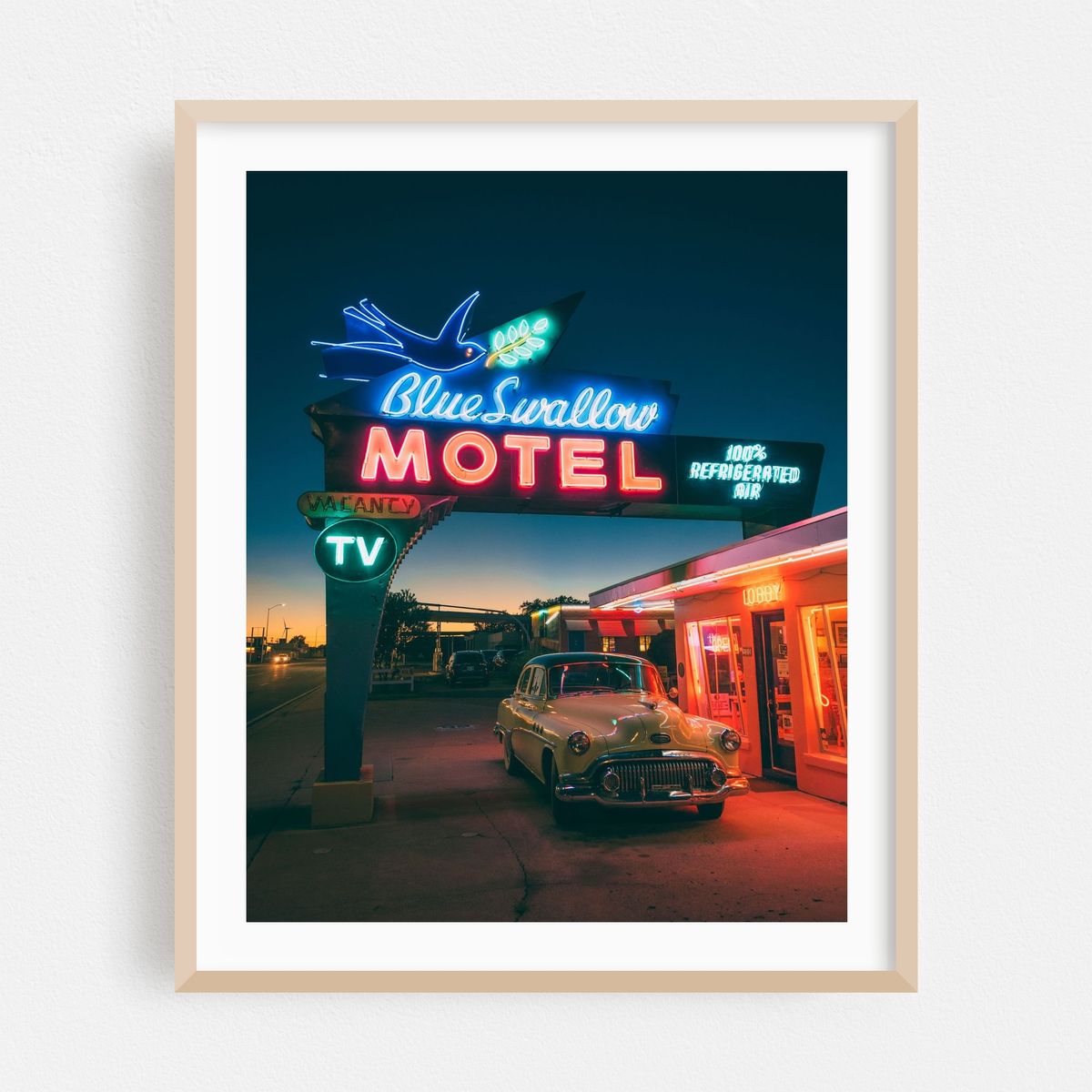 Blue Swallow Motel at Night, Route 66 01 – image 1 of 16