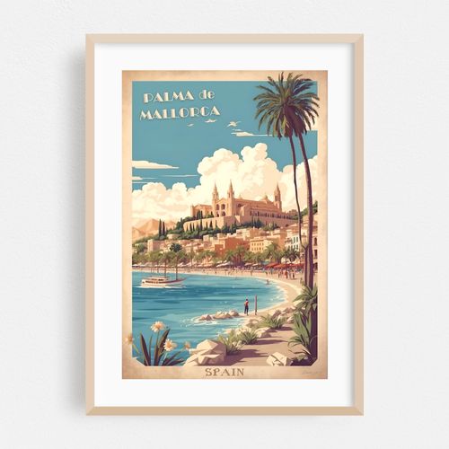 Palma de Mallorca Vintage Retro Travel Art