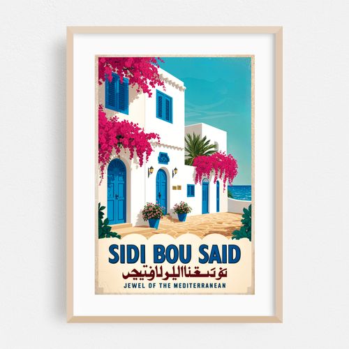 Sidi Bou Said Poster – Vintage North Africa Art Print