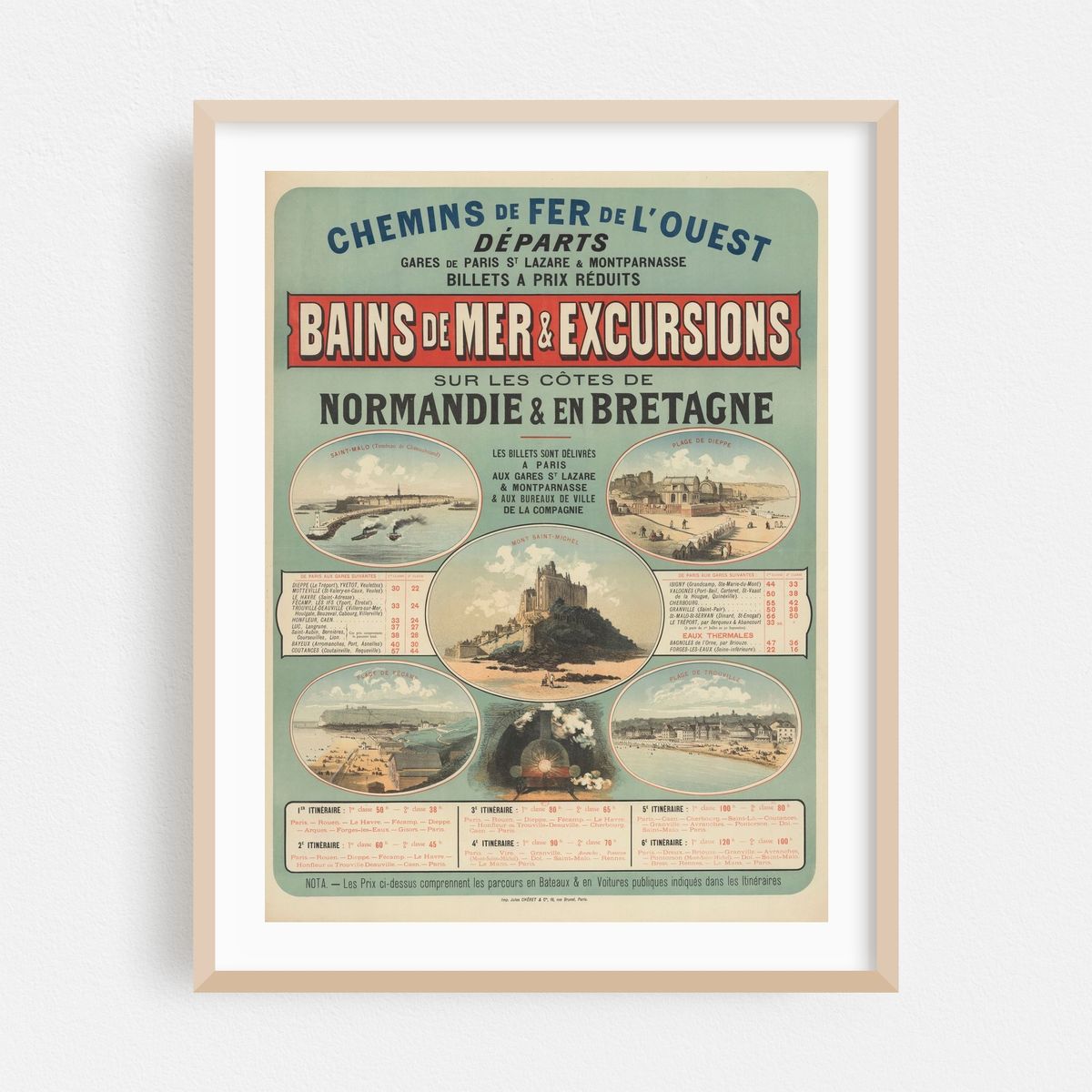 Chemins de Fer de l’Ouest. Bains de mer & excursions sur les côtes de Normandie & en Bretagne (1879) – image 1 of 3