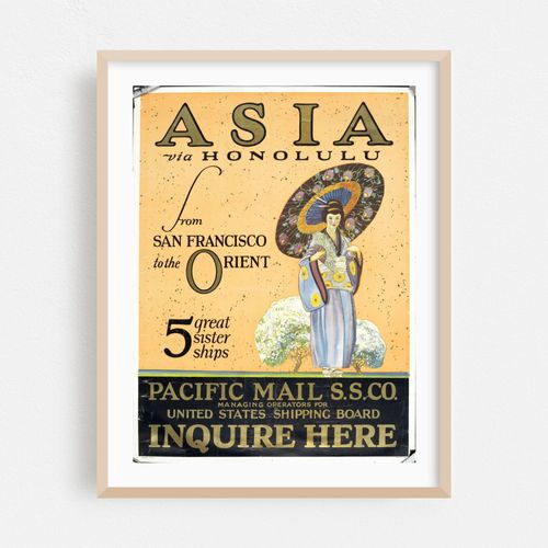 Asia Via Honolulu From San Francisco To The Orient, 5 Great Sister Ships [Woman With An Umbrella] (1867-1925)
