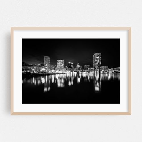 The Inner Harbor Skyline B&W