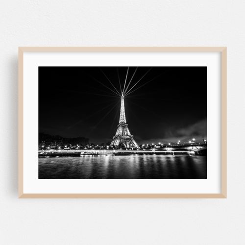 The Eiffel Tower and the Seine B&W