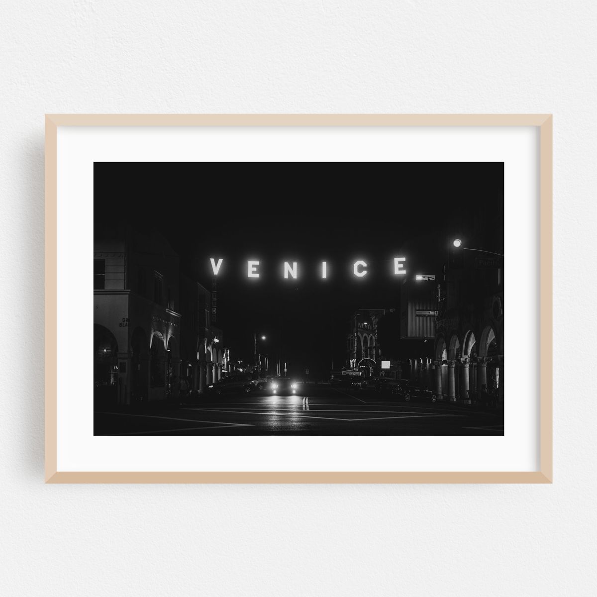 Venice Sign at Night B&W – image 1 of 6