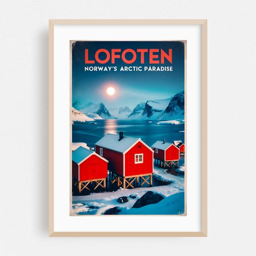 Lofoten Islands Vintage Travel Poster – Arctic Paradise