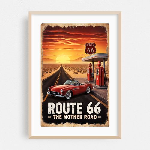 Nostalgic Adventure: Route 66 at Sunset