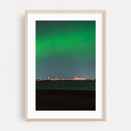 Green Aurora over Boston (vertical)