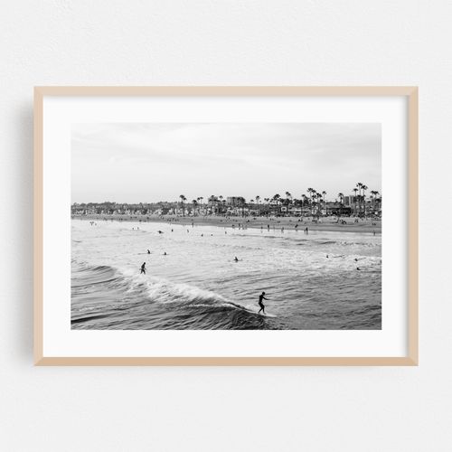 Surfing Newport Beach 01 B&W