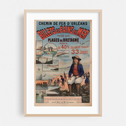 Chemin de fer d’Orléans. Billets de Bains de Mer pour les plages de Bretagne (1891)
