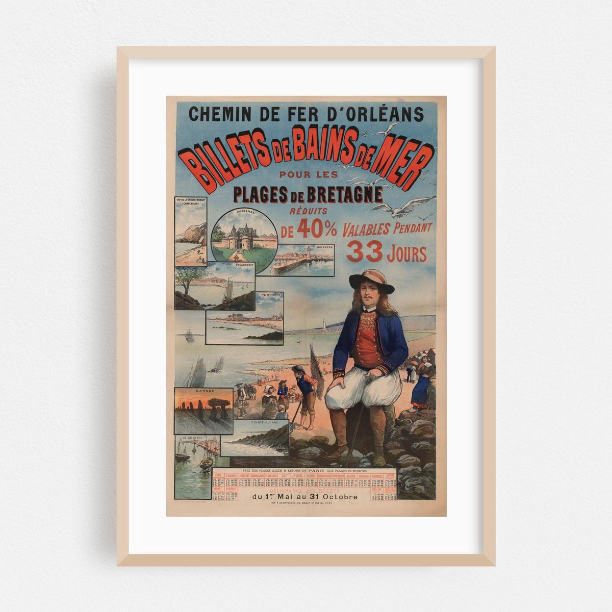 Chemin de fer d’Orléans. Billets de Bains de Mer pour les plages de Bretagne (1891) – image 1 of 4