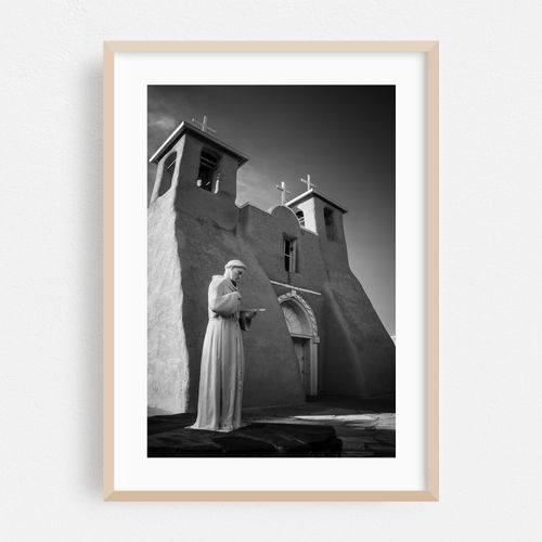 San Francisco de Asis Mission Church, Ranchos de Taos, NM, black and white 8x12