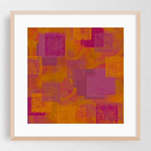 Geometric Abstract Painting - Orange and pink