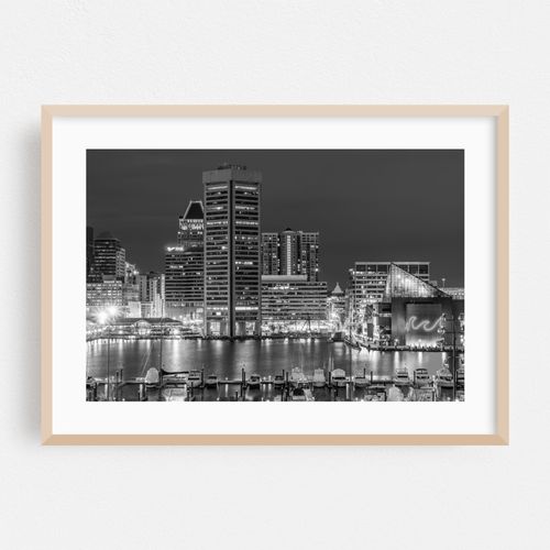 Inner Harbor Skyline 02 B&W