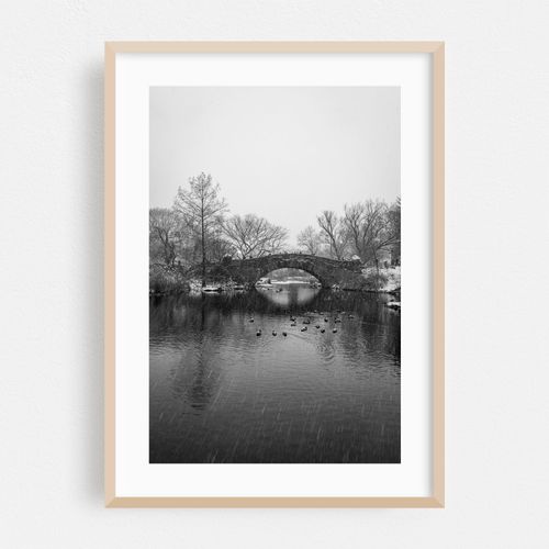 Gapstow Bridge in the Snow B&W