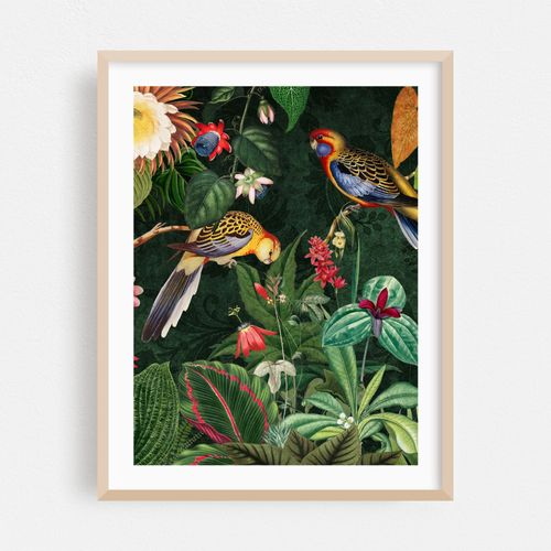 Vintage Midnight Tropical Jungle With Exotic Birds 2