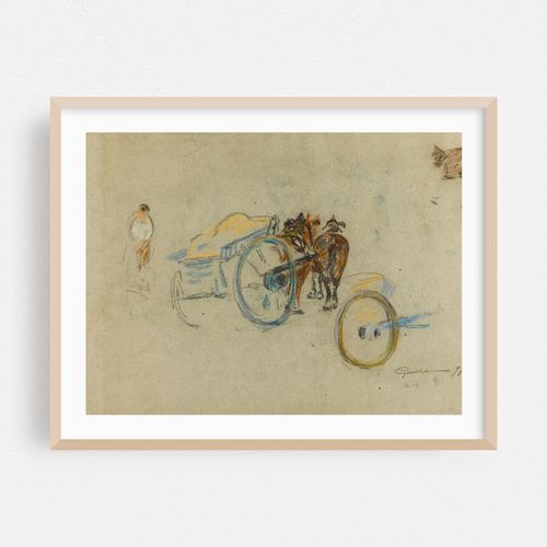 Tombereau attelé de deux chevaux (1871)
