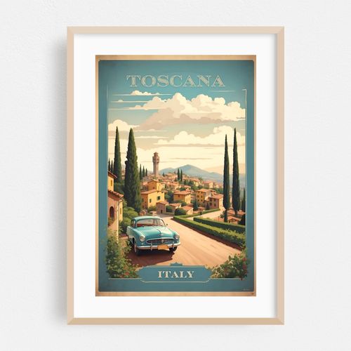 Capturing Toscana's Beauty: Vintage Retro Travel Art