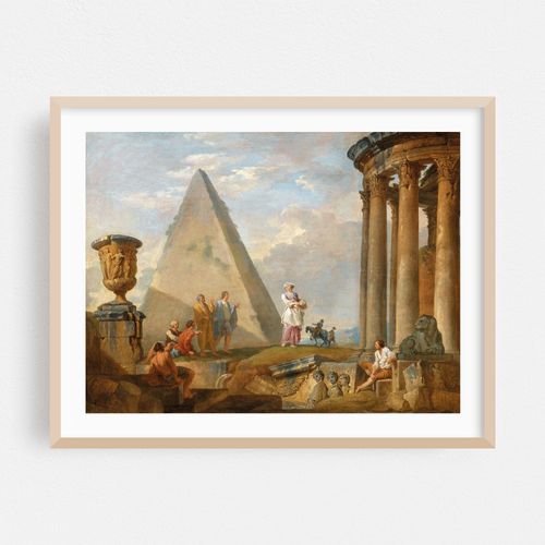 Ruins with a woman preaching