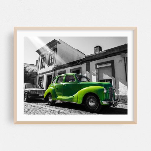 Green Vintage Car -  Portugal Travel Photography