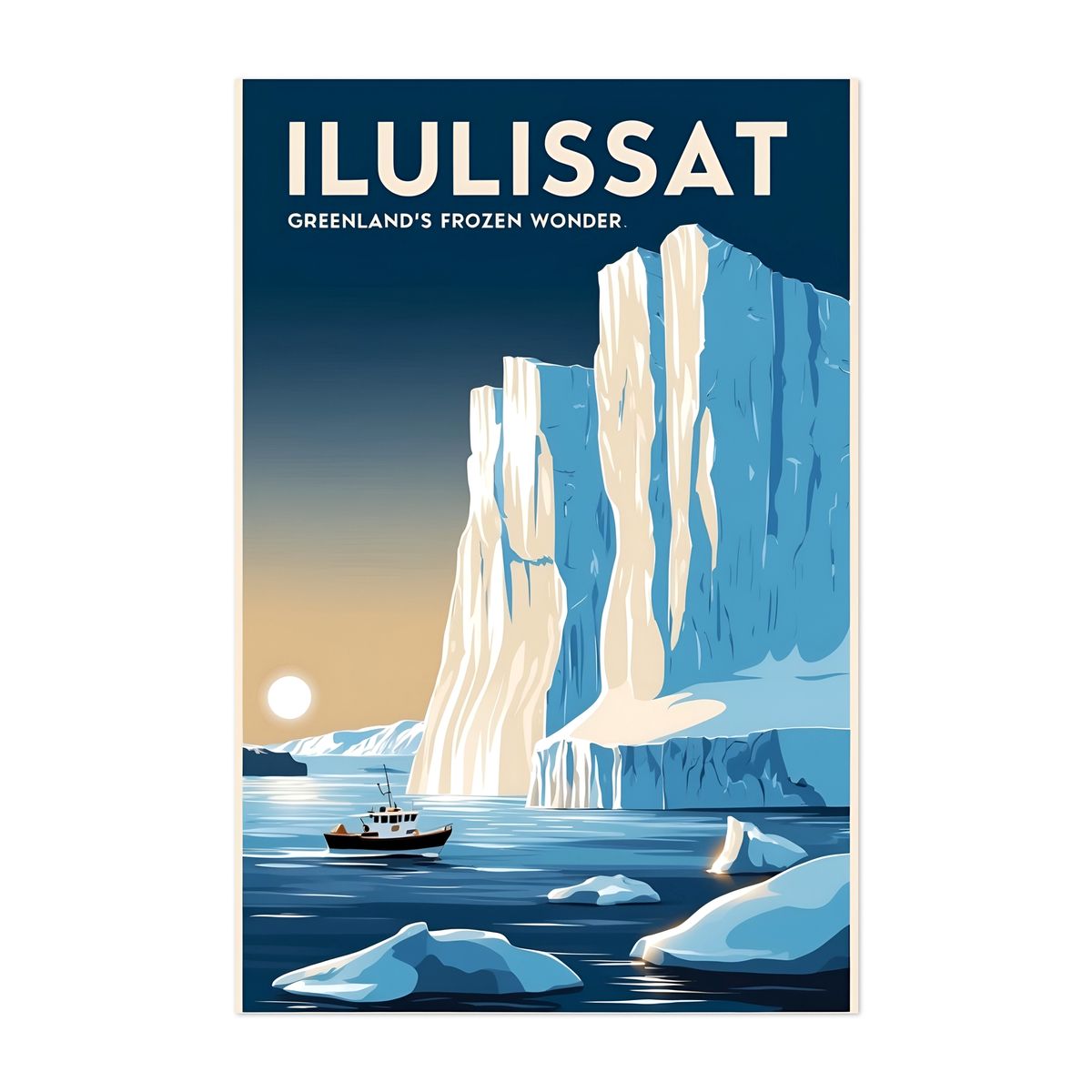 Ilulissat Vintage Travel Poster – Arctic Icefjord Wonderland – image 1 of 2