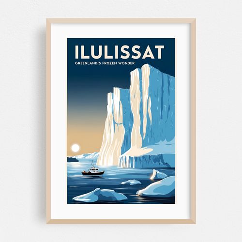 Ilulissat Vintage Travel Poster – Arctic Icefjord Wonderland