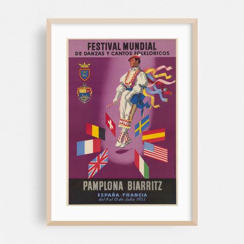 Festival mundial de danzas y cantos folkloricos. Pamplona-Biarritz. Espana – Francia (1953)