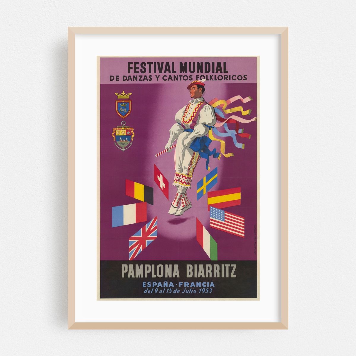 Festival mundial de danzas y cantos folkloricos. Pamplona-Biarritz. Espana – Francia (1953) – image 1 of 4