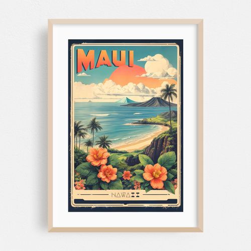 Maui's Vintage Charm: Retro Travel Poster