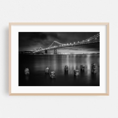 Pier Pilings & the San Francisco - Oakland Bay Bridge B&W
