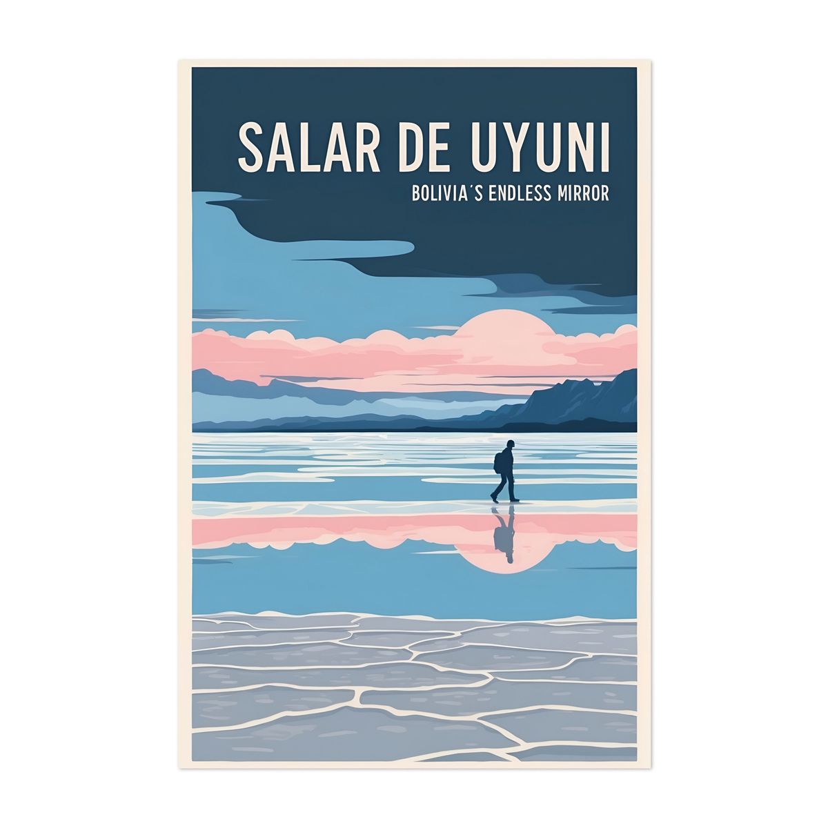 Salar de Uyuni Vintage Travel Poster – Bolivia’s Mirror Desert – image 1 of 2