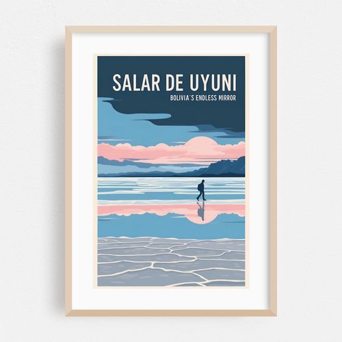 Salar de Uyuni Vintage Travel Poster – Bolivia’s Mirror Desert
