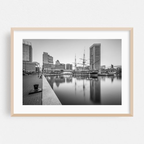 Skyline & USS Constellation B&W